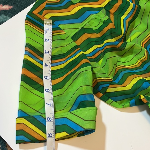 Vintage green box, zipper dress, short sleeves, square neck - Picture 2 of 5